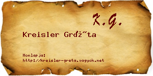 Kreisler Gréta névjegykártya